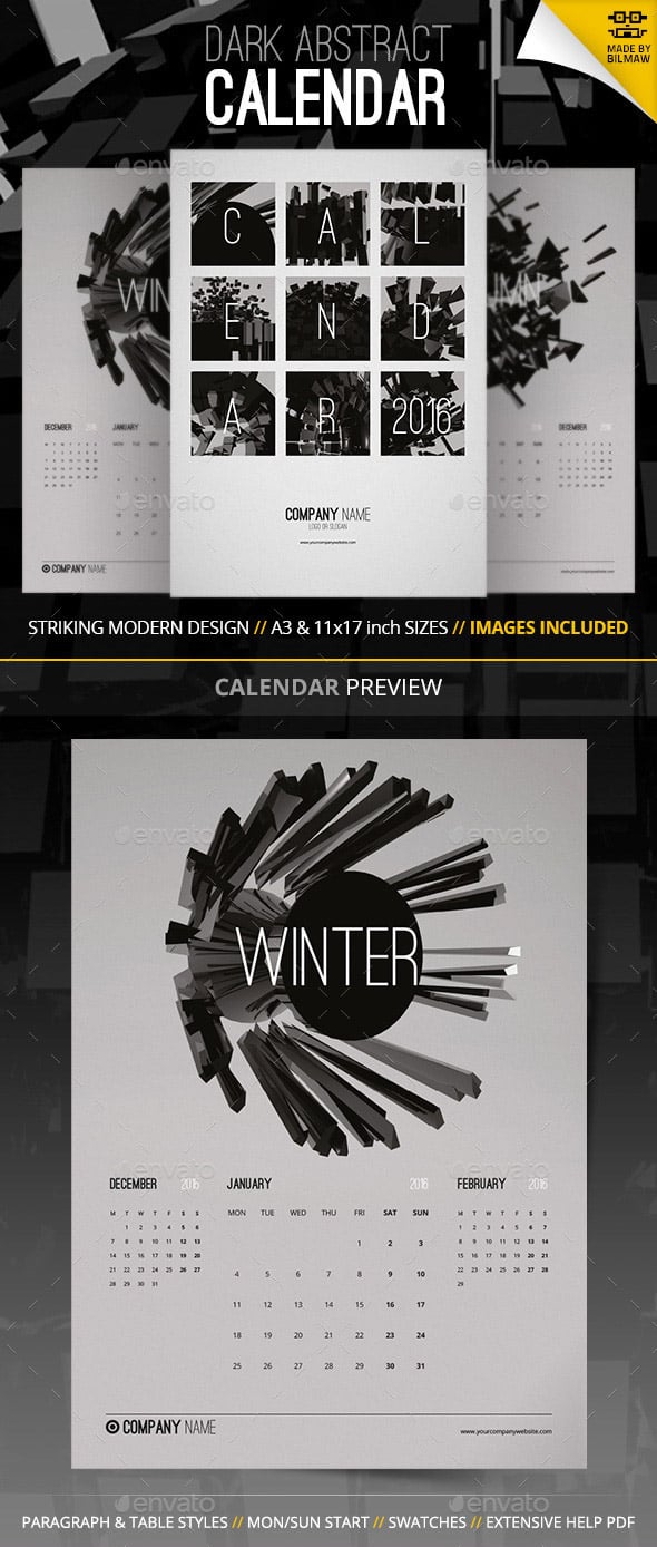 Kickstart 2016 With a Creative Monthly Calendar Template | Envato Tuts+