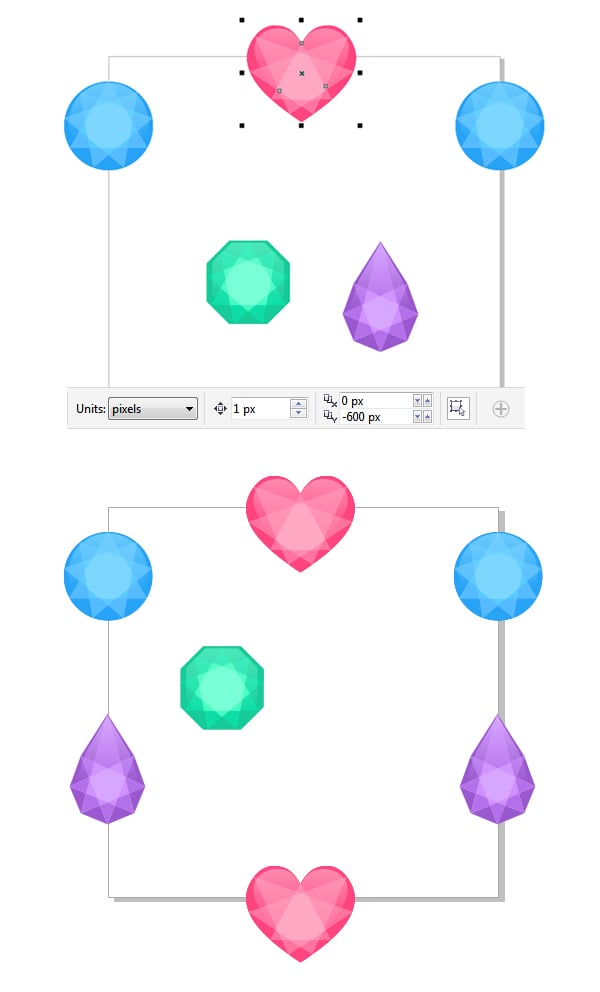 duplicate the ruby forming a pattern