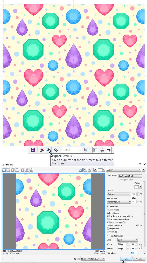 duplicate and export your pattern