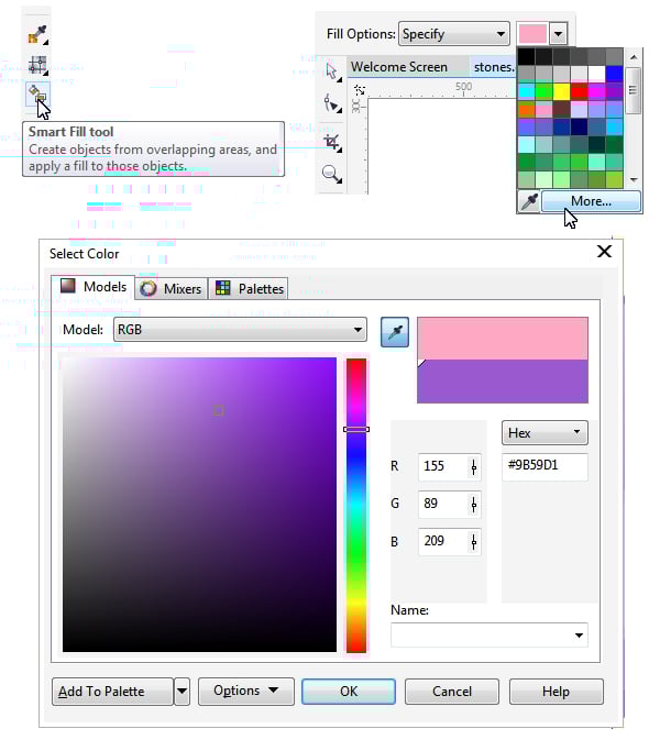 edit the Smart Fill tool color options