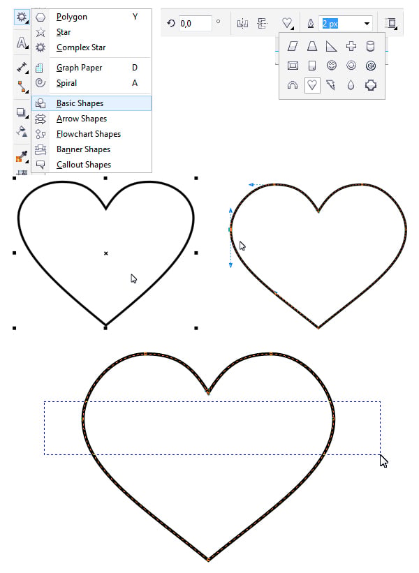 shape the heart base