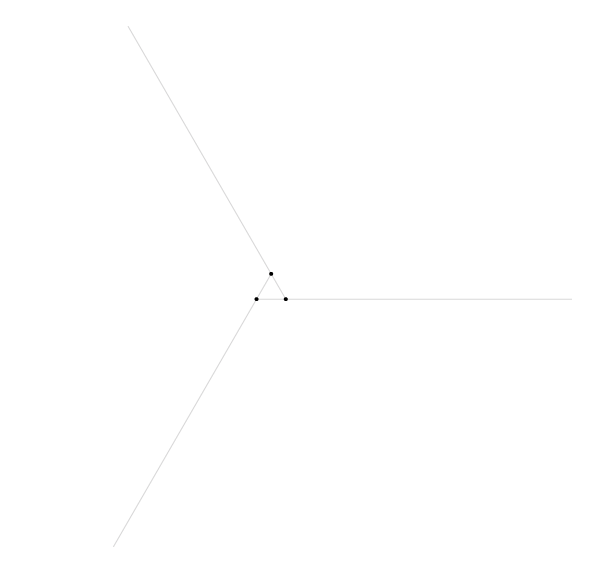 Regular spiral on three points step 1