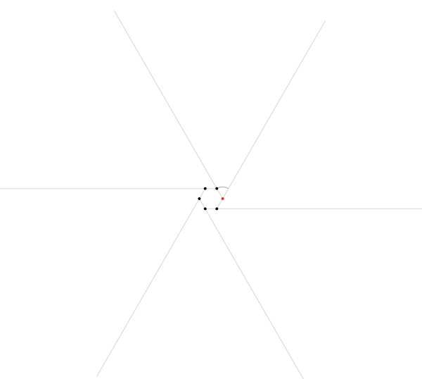 Regular spiral on six points step 1