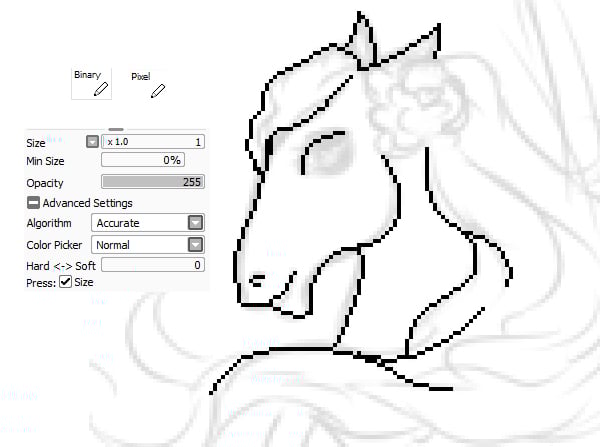 Start drawing pixel outline