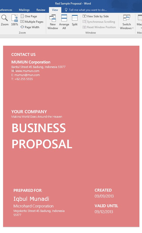 Custom proposals template cover - before