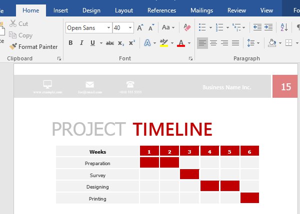 Change project timeline table