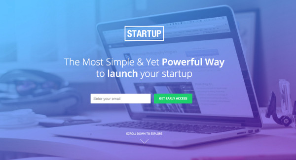 Landing page template for startups
