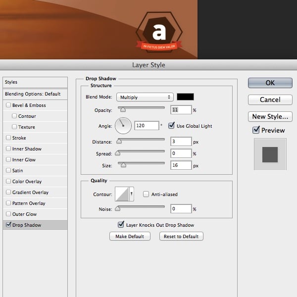 add drop shadow to logo