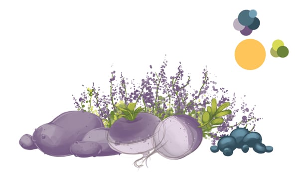 Extra heather flowers scaled down and lowered in opacity