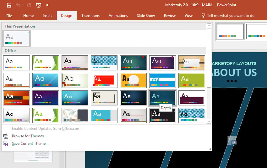 PowerPoint built-in themes