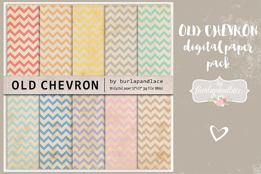 Old Chevron Digital Paper Pack for Digital Scrapbooking
