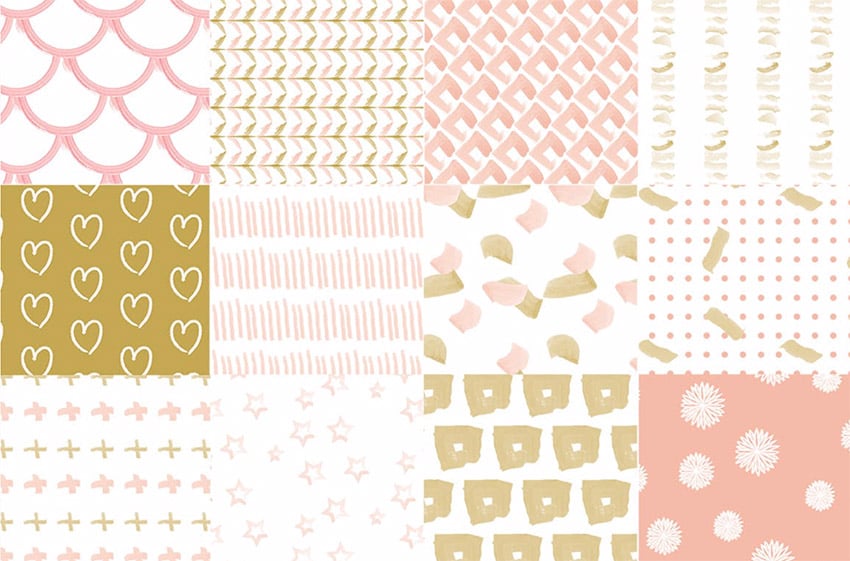 Rose Gold Watercolor Seamless Vector Patterns