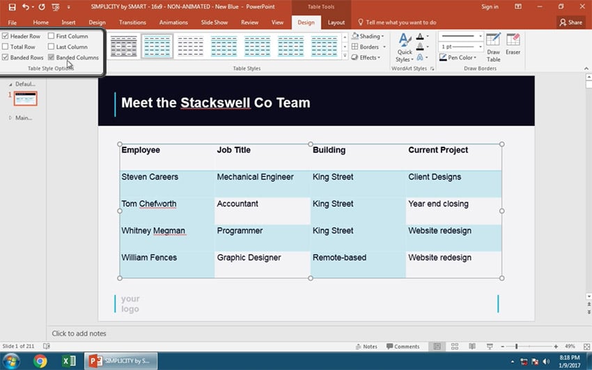More PowerPoint Table Style Options