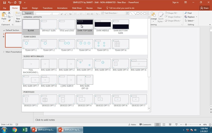 Slide layout options in PowerPoint