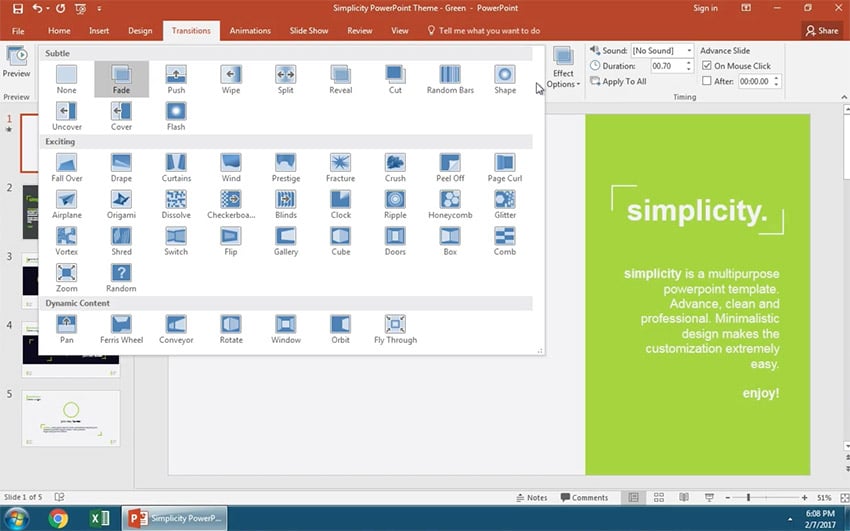 More PowerPoint Slide Transitions options