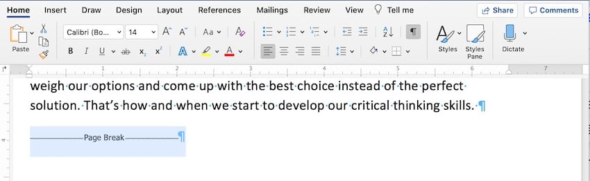 How to delete section break in word