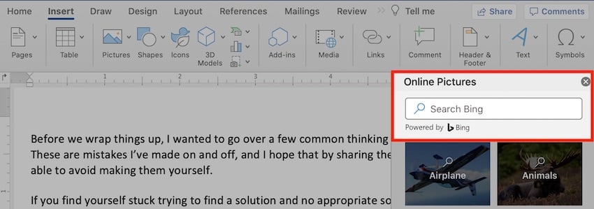 Microsoft clip art browser