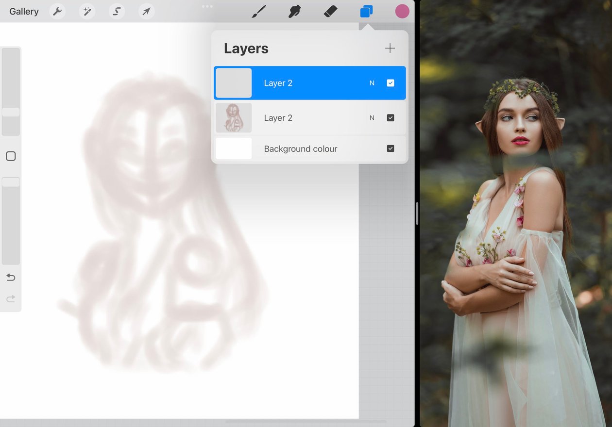 a new layer is shown above the sketch layer