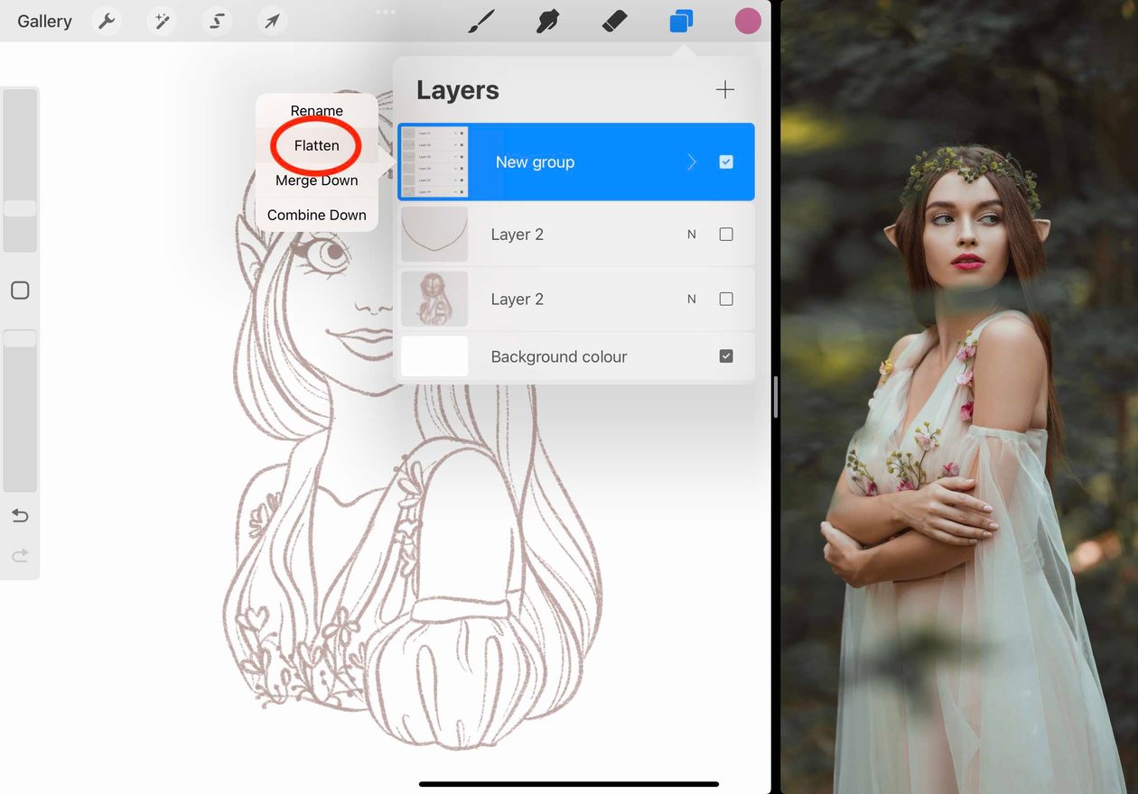 Flatten is circled in red