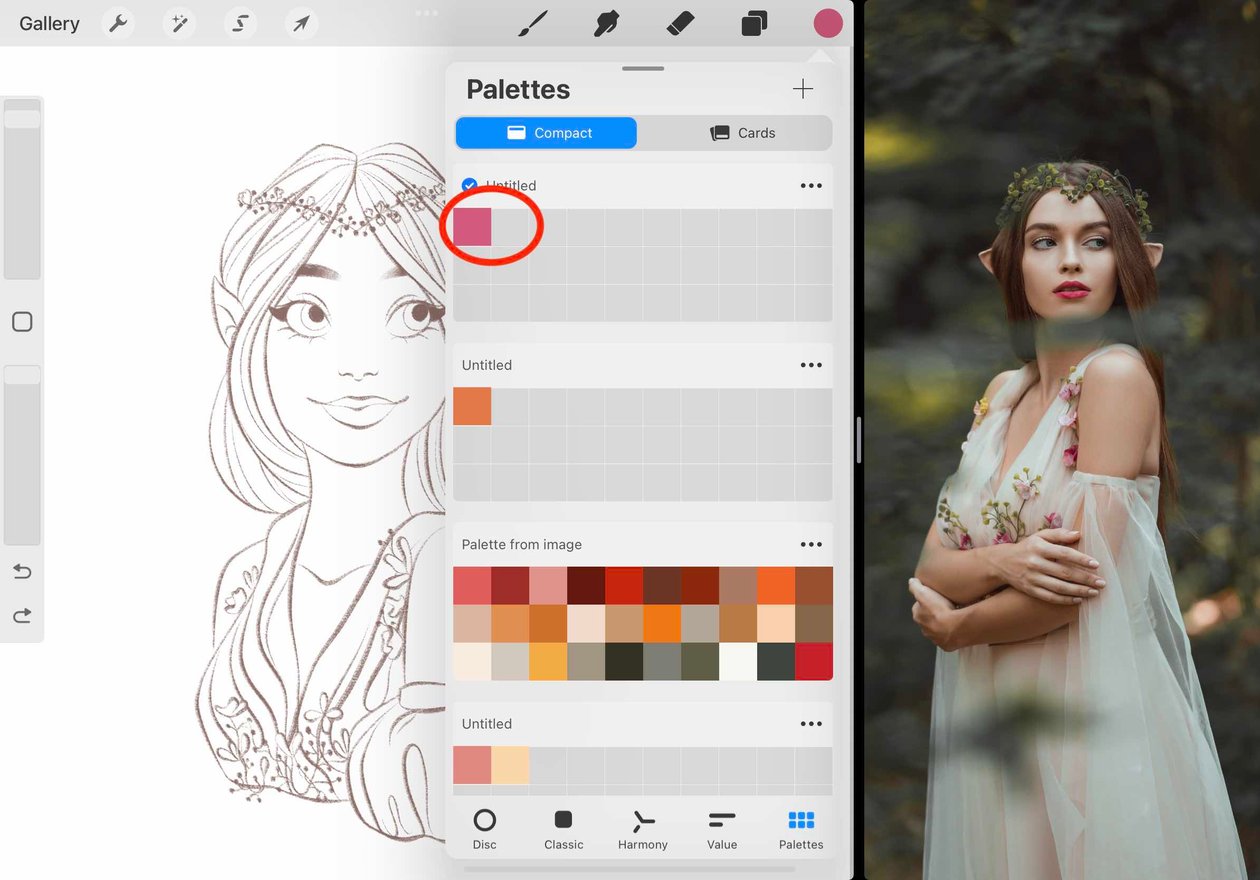 the new swatch is circled in red