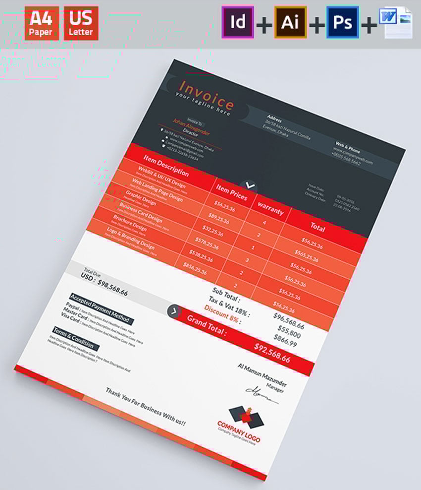 32 Invoice Templates for Corporations & Small Businesses | Envato Tuts+