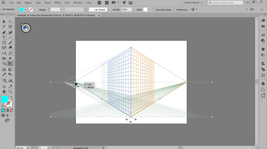 adjusting the position of the vanishing points