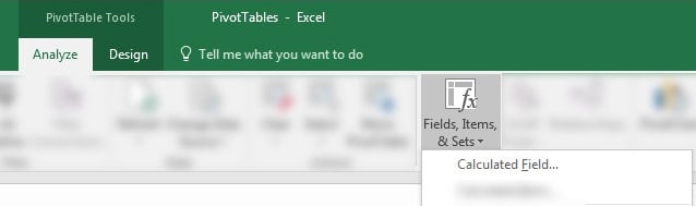 Insert Calculated Field in Excel PivotTable