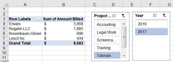 Sliced data in Excel
