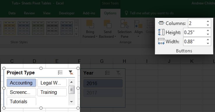 Multiple columns in the slicer