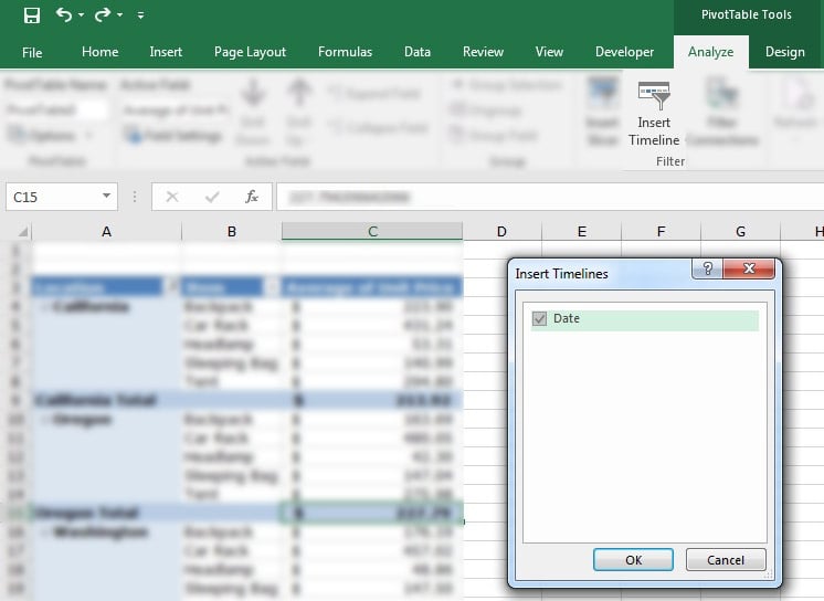 Insert Timeline into advanced Excel PivotTable