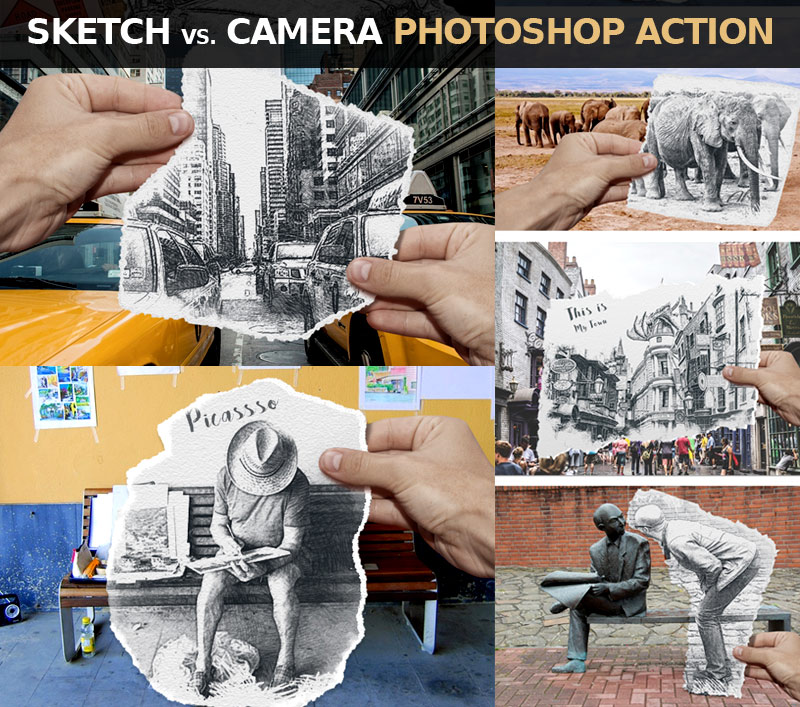 Pencil Sketch vs Camera Photoshop Action