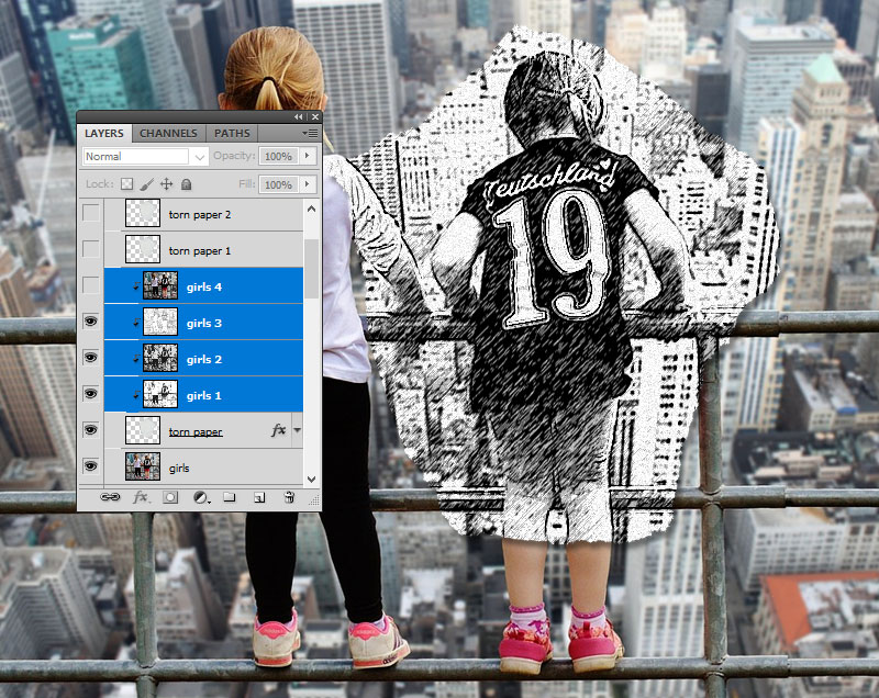 Sketch Paper Piece in Photoshop