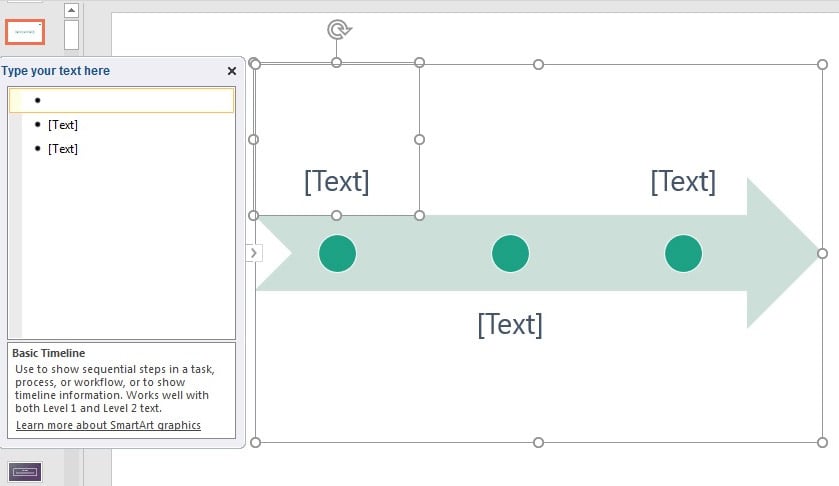 Basic Timeline Placed in PowerPoint Slide