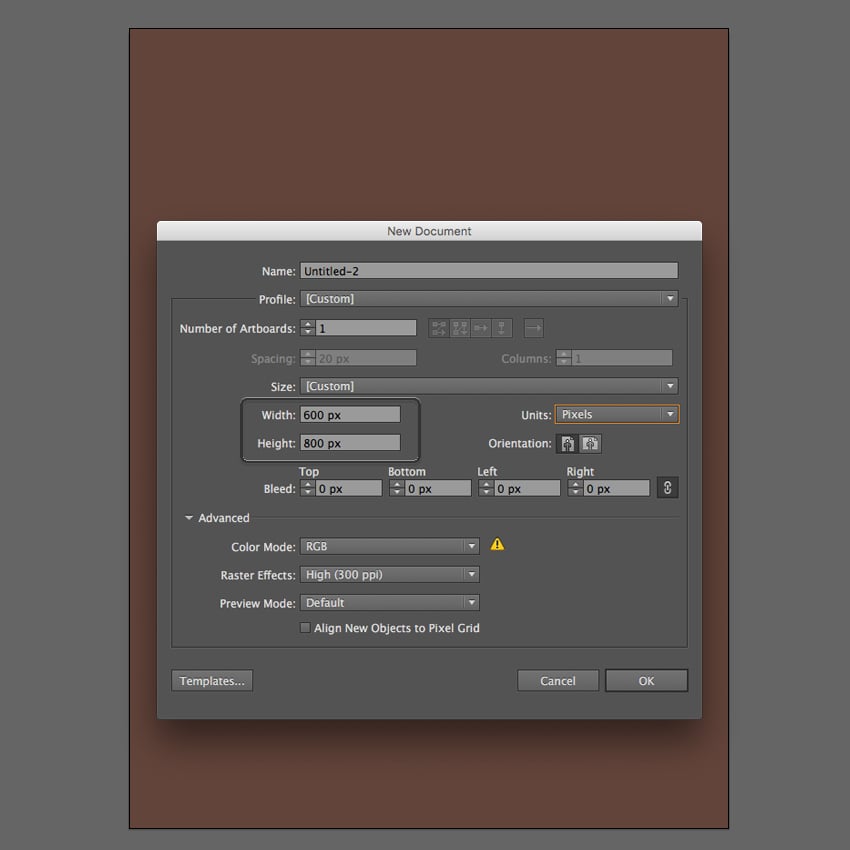 Start by making a New Document