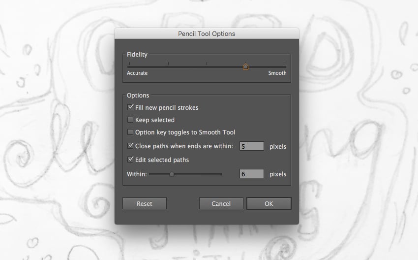 adjust the settings of the Pencil Tool