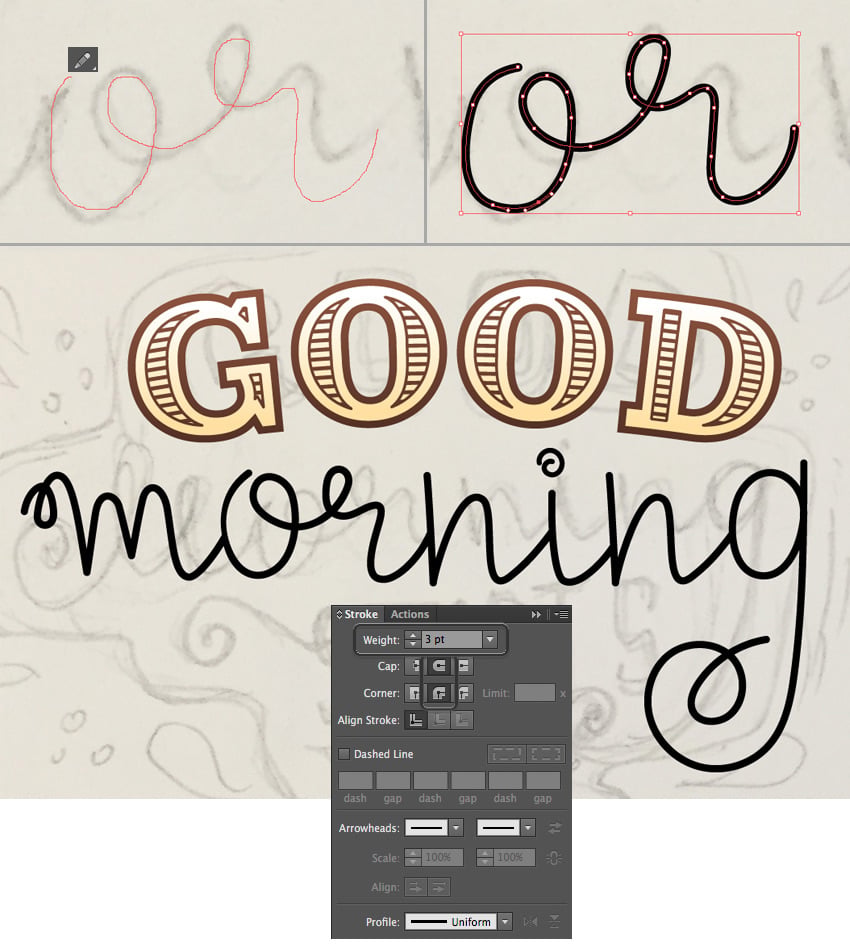 use the Pencil Tool for hand-lettering
