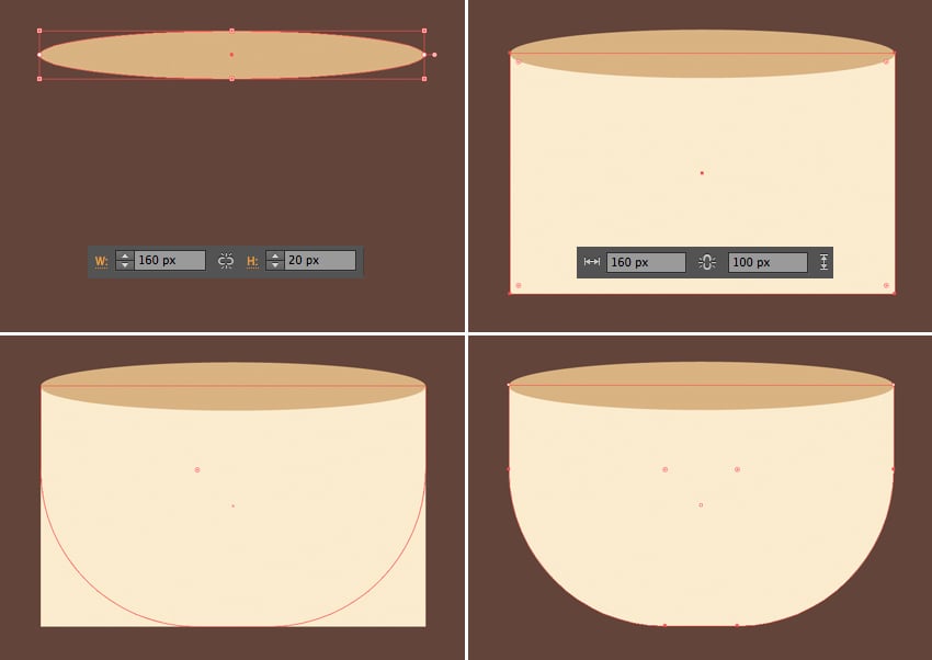 shape the cup from basic shapes