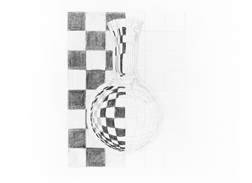 how to draw a pattern behind the glass