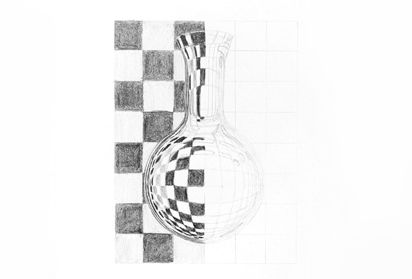 how to draw pattern distorted by glass