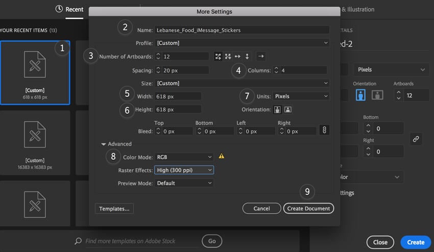 Adobe illustrator open new document