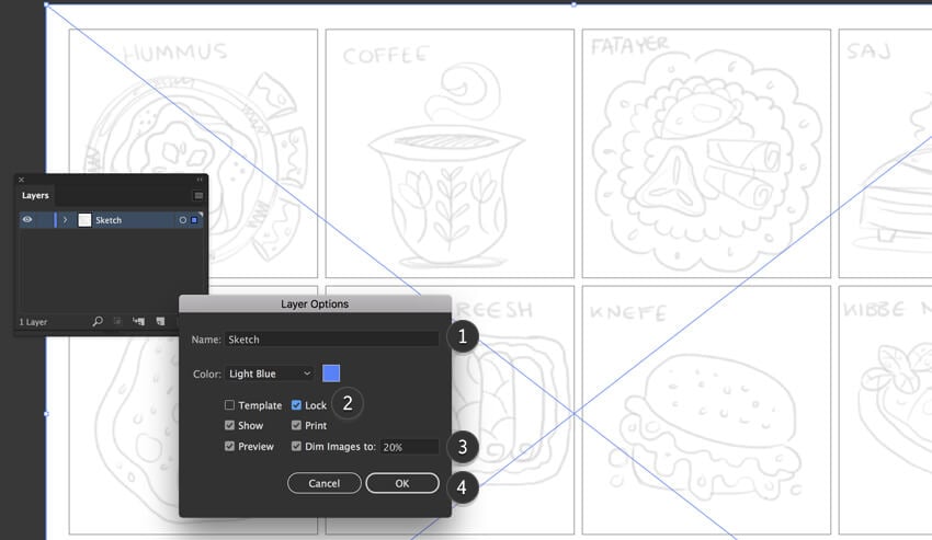Adobe Illustrator layer options