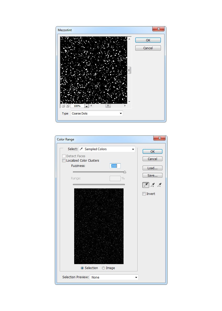 Adding coarse dots and selecting using color range