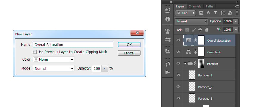 Creating new huesaturation adjustment layer
