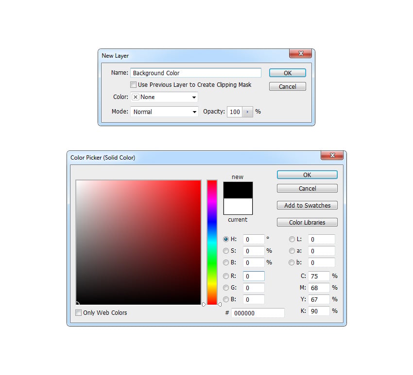 Creating new solid color fill layer