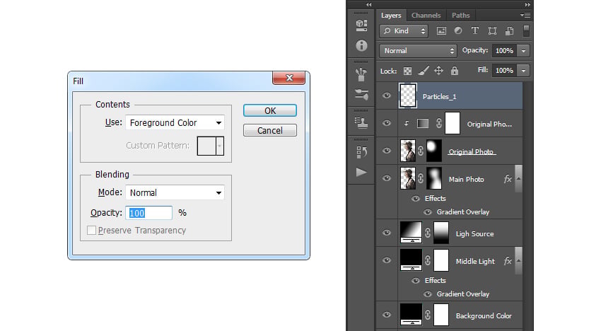 Filling selection with white color