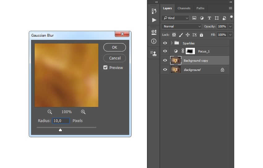 Adding gaussian blur filter