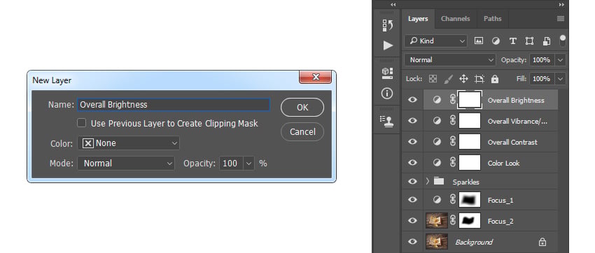 Creating new levels adjustment layer
