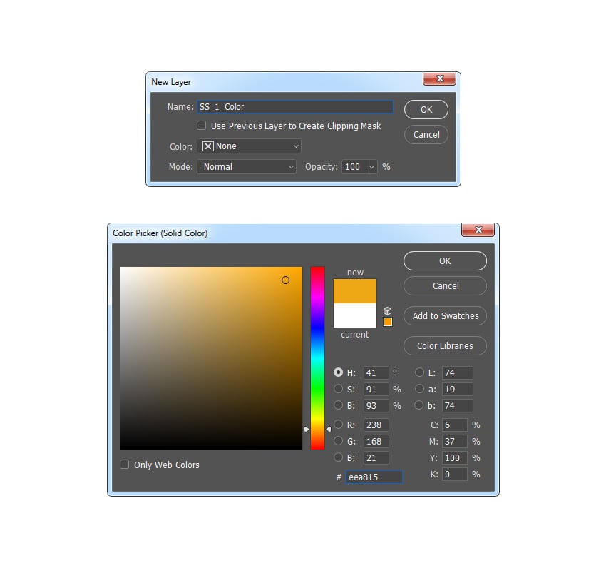 Creating new solid color fill layer