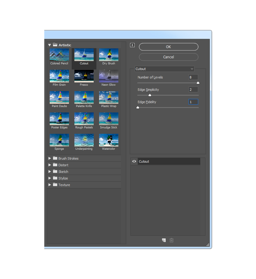 Adding cutout filter