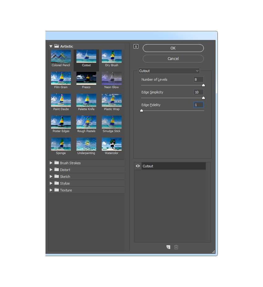 Adding cutout filter